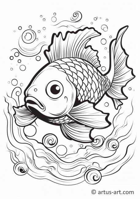 Page de coloriage de poissons Koi pour enfants